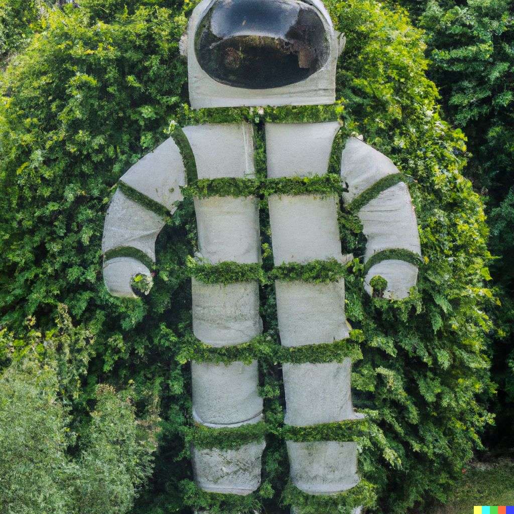 topiary in the shape of an astronaut